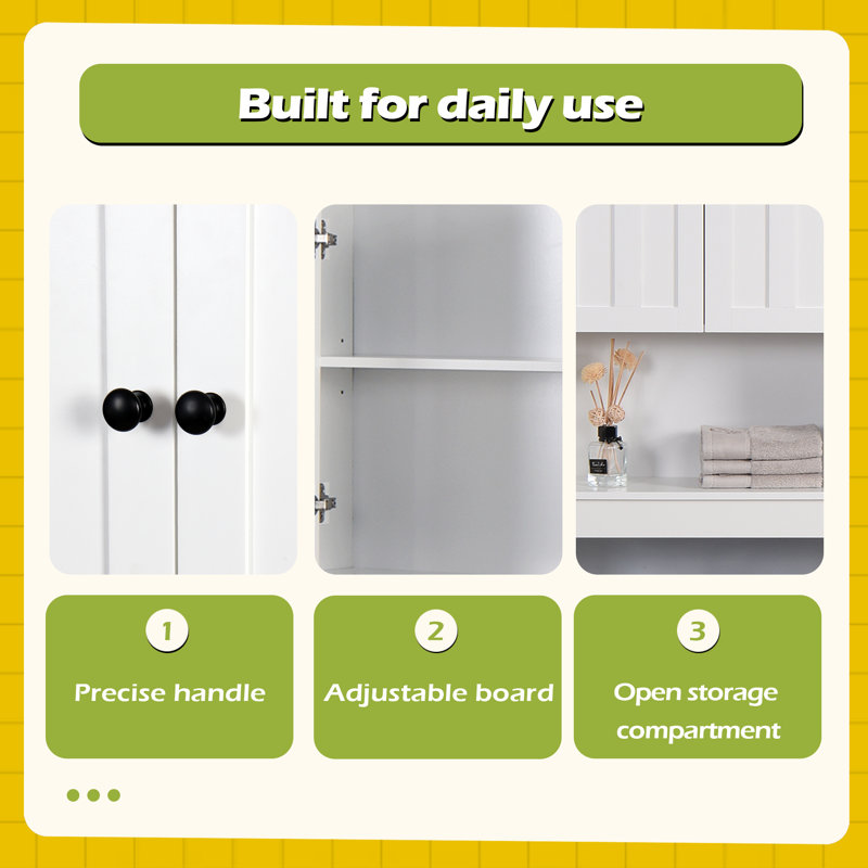 Bathroom Wooden Storage Cabinet Over-The-Toilet Space Saver with a Adjustable Shelf 23.62x7.72x67.32 inch