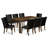 9 Piece Kitchen Table Set Includes a Rectangle Rustic Wood Dining Table and 8 Black Faux Leather Parson Dining Chairs, Distressed Jacobean-732113326-732113327-732113328