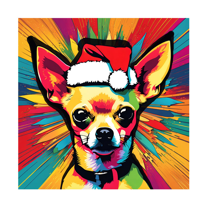 Art sur toile Tina Lavoie Santa Chihuaha, H 14 po x l 14 po