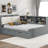 Wood Full Size platform bed with Trundle, Shelves and Storage Headboard-1914001764