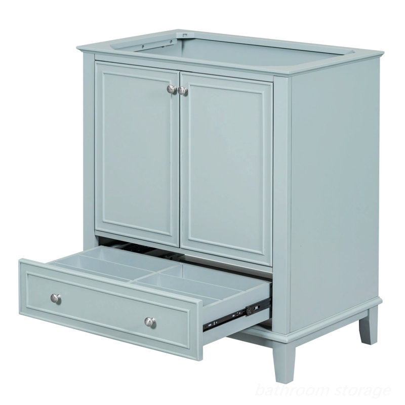 Meuble-lavabo, armoire de salle de bain avec portes, tablette de rangement et tiroir