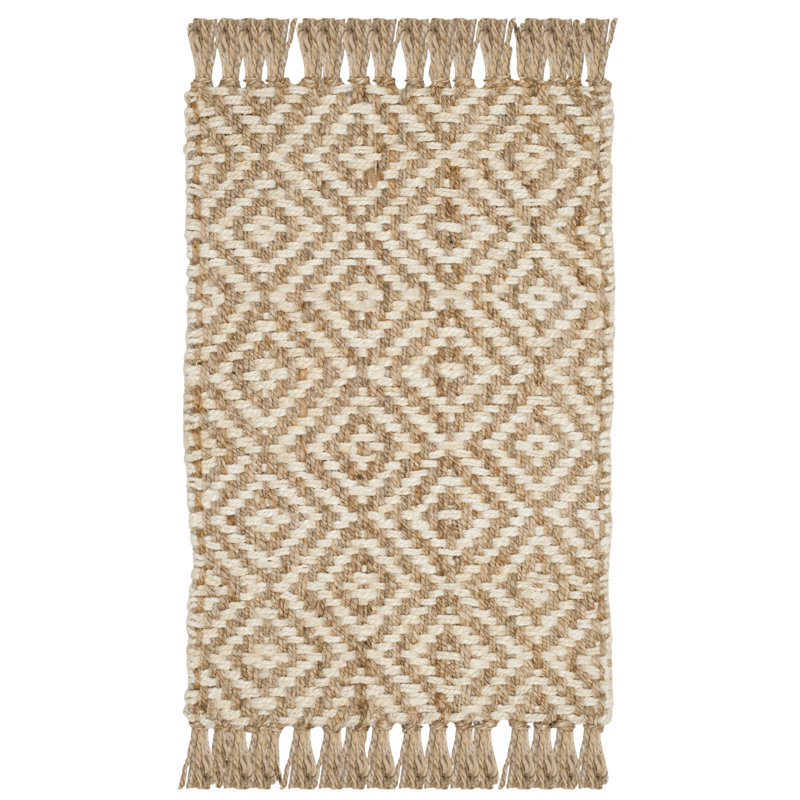 Derosier Natural Fiber Hand Woven Jute Geometric Rug, Rectangle 4' x 6'
