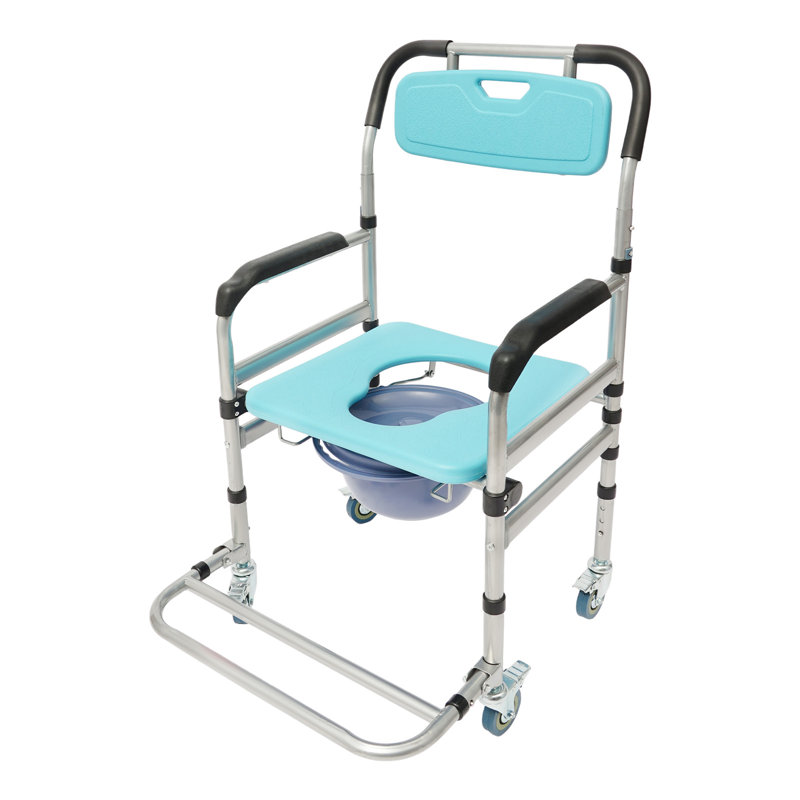 Chaise de douche avec roulettes Chaise de salle de bain pliante à hauteur réglable pour personnes âgées à mobilité réduite