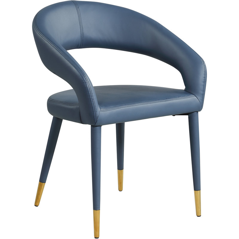 Destiny Upholstered Parsons Chair, Navy Vegan Leather