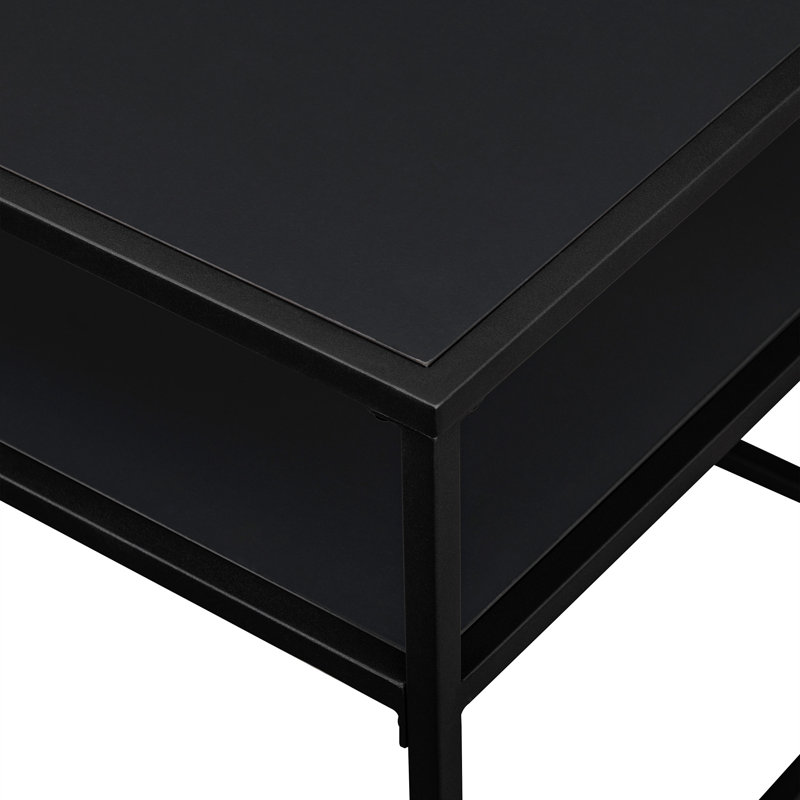 Four Leg Coffee Table with Storage, Solid Black