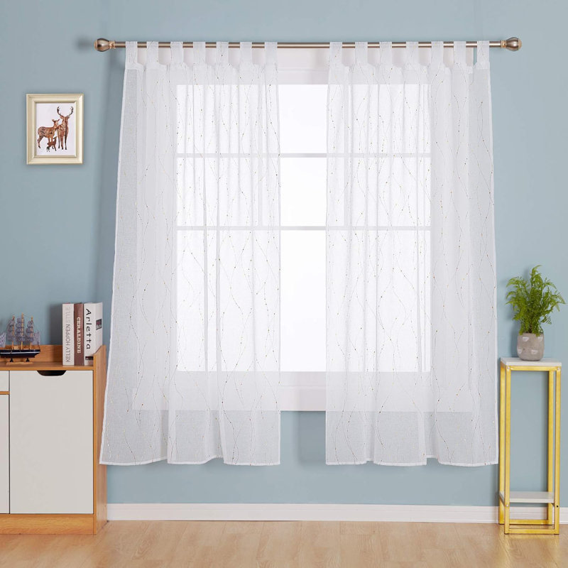 Burhans Semi Sheer Curtain Pair, 140cm wide x 175cm high, Gold