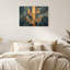 Tableau mural sur toile à fond texturé bleu et or représentant quatre papillons de nuit-893868153