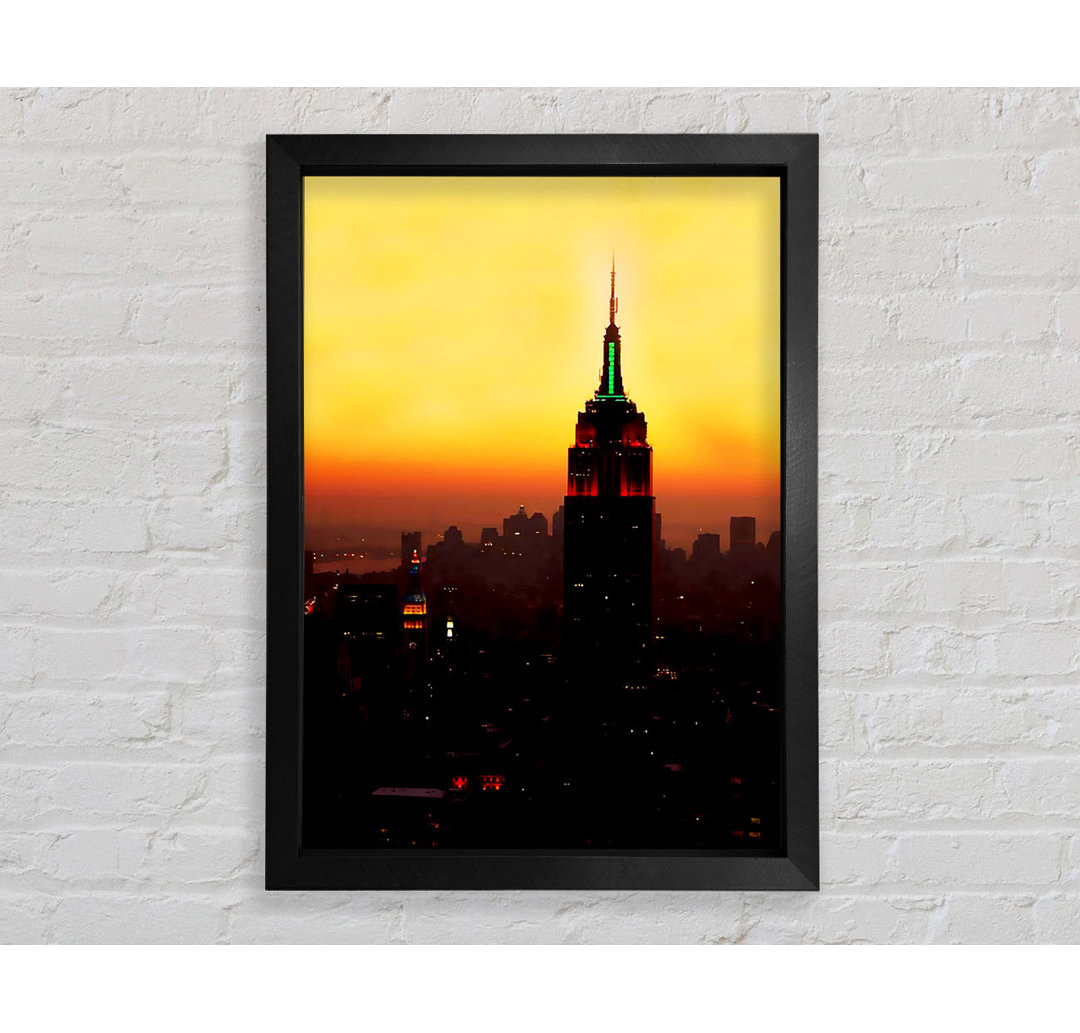 New York City Empire State Building Orange Glow - Einzelbildrahmen Druck