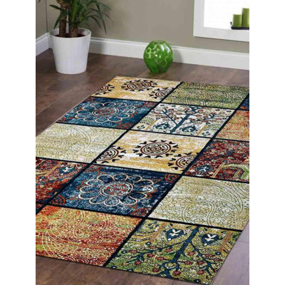 Crayton Machine Made Heatset Polypropylene Area Rugs - Rectangle, Multicolor, Contemporary Modern Design, Low Pile Machine Made Area Rugs for Living Room, Bed Room
