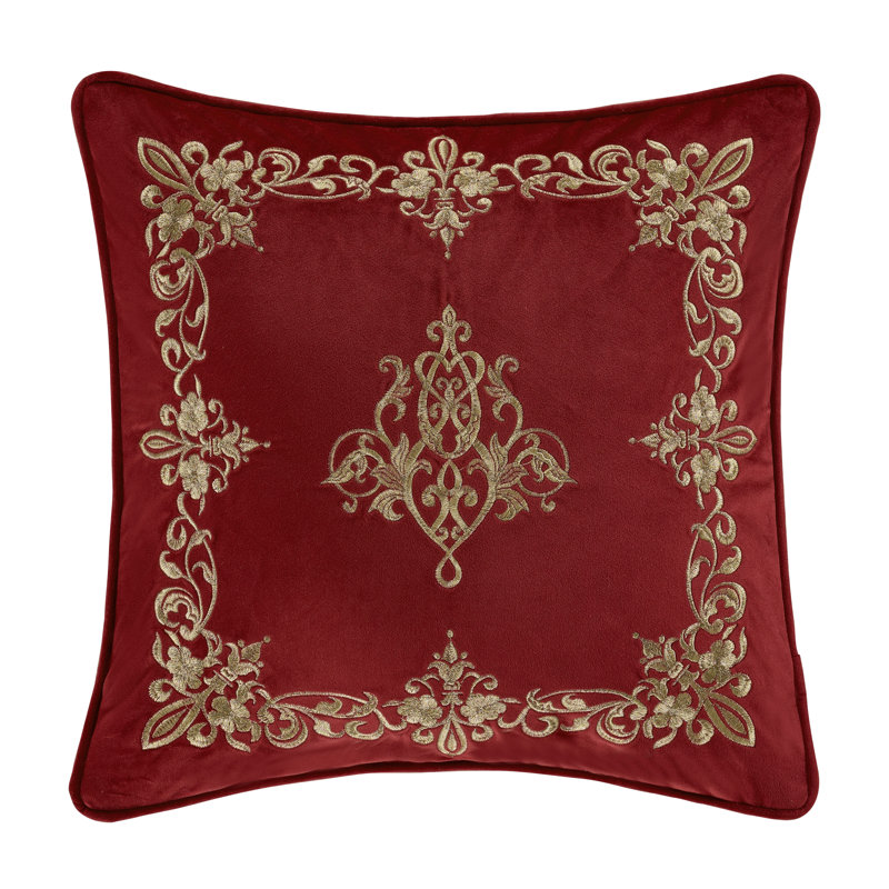 Noelle - Coussin décoratif carré 18 po, Cramoisi