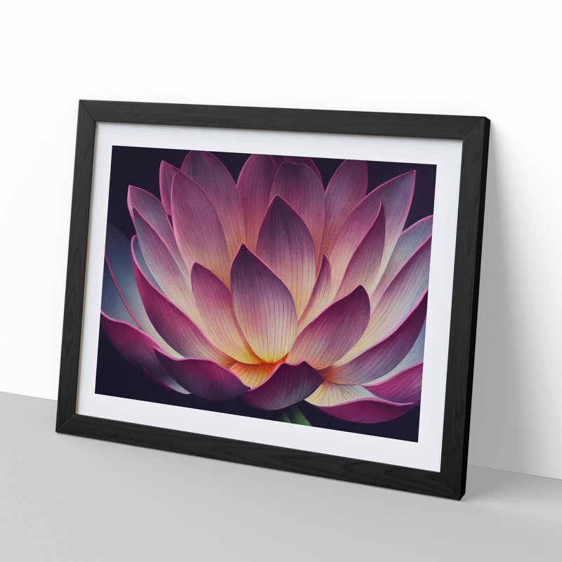 Cool Lotus Flower - Framed Print, Black Framed, 46cm H x 64cm W x 2cm D