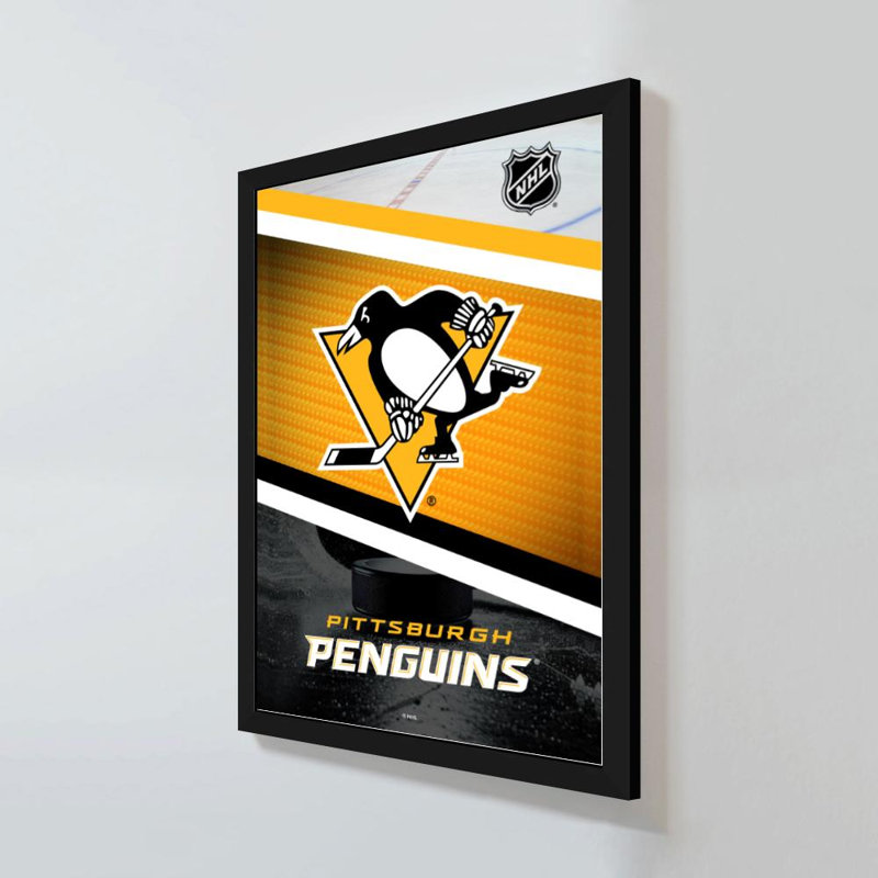 Décoration murale des Penguins de Pittsburgh (NHL), H 48 po x l 32 po, Acrylique encadré, Noir