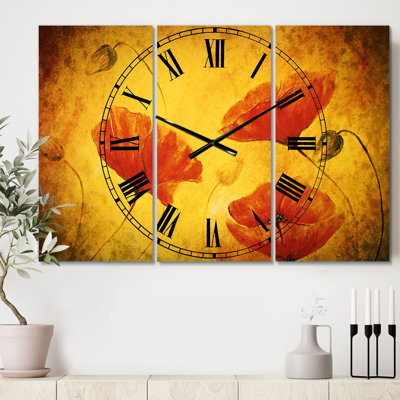 Red Poppy Flower - Horloge murale traditionnelle