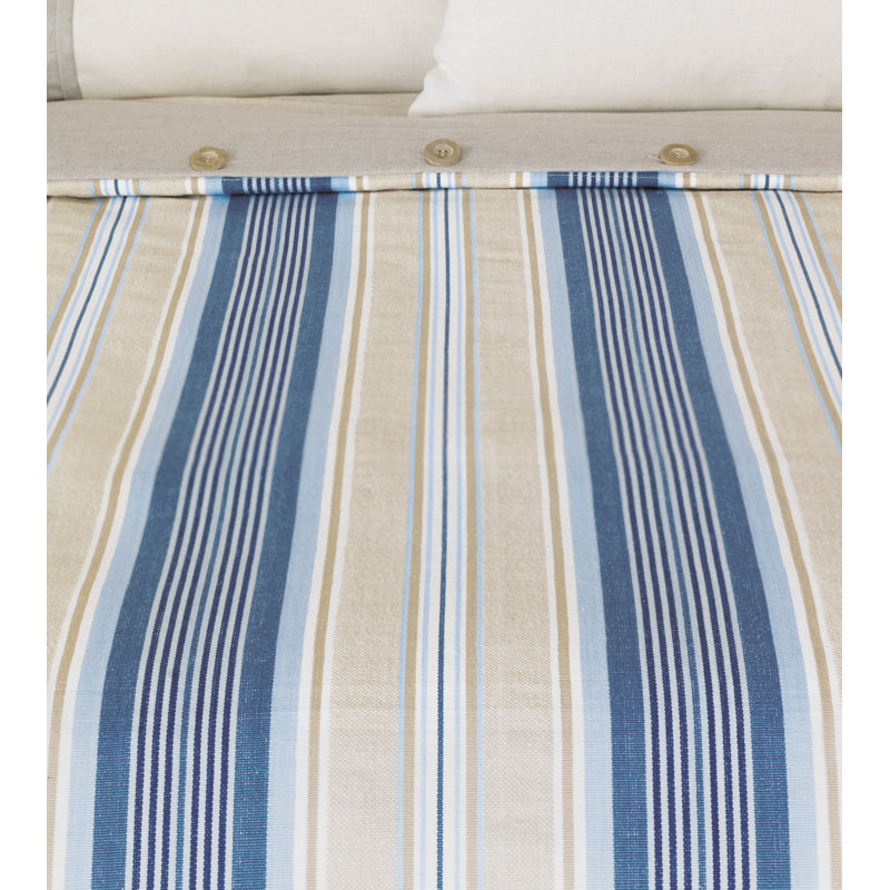 Maritime Coastal Cotton Striped Comforter, King Comforter, Hand-Tacked