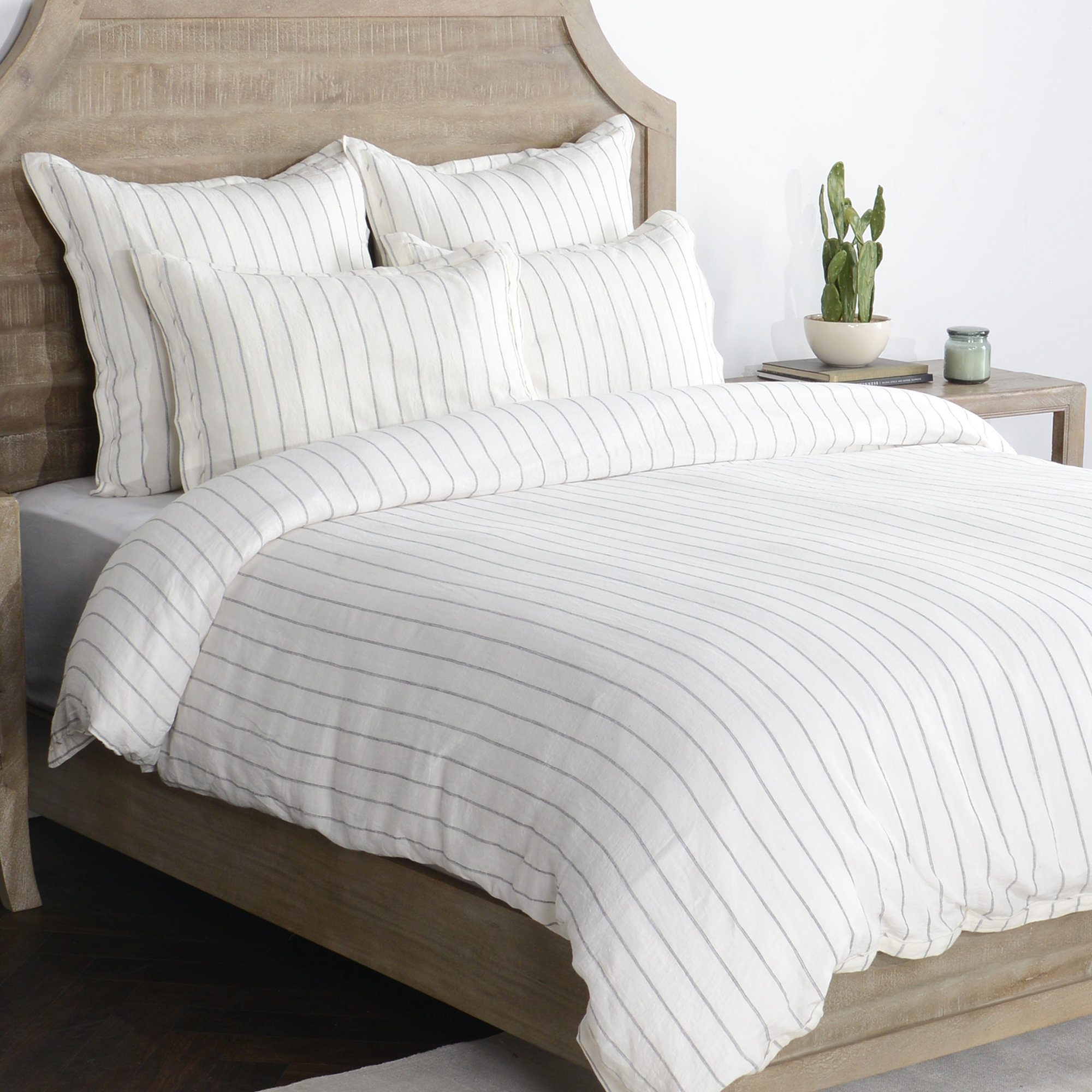 Tasmin Linen Duvet Cover, Ivory, Queen Duvet Cover