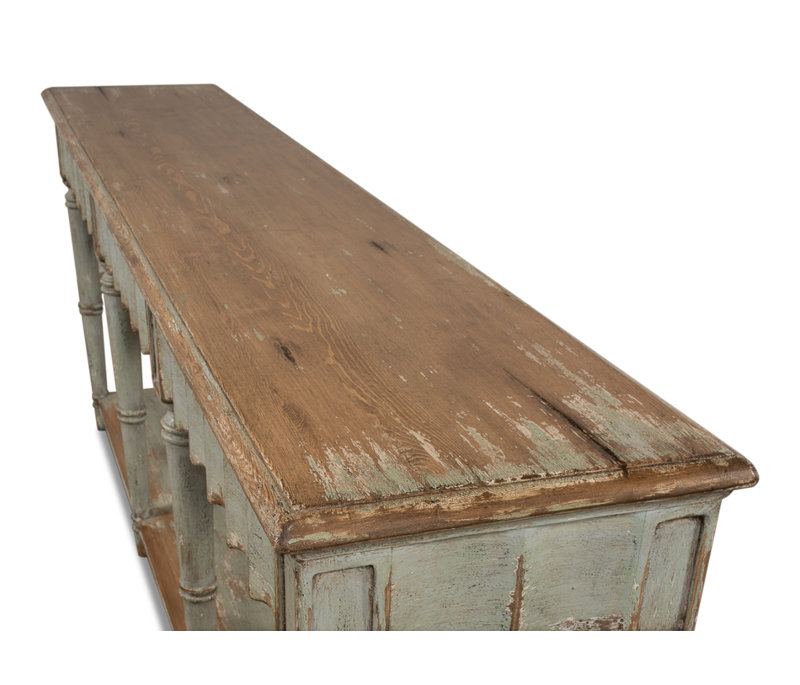 Chantal 93'' W Solid Wood Console Table, Natural Pine/Sage