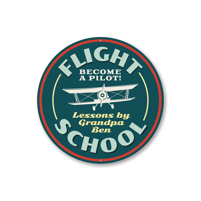 Enseigne en aluminium Flying Lessons, H 12 po x l 12 po x P 0,04 po