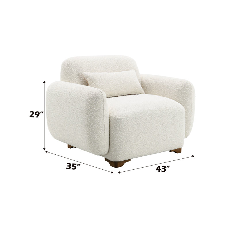 Fauteuil bouclé beige avec coussin de dossier et aspect élégant pour un espace contemporain - avec coussin de soutien