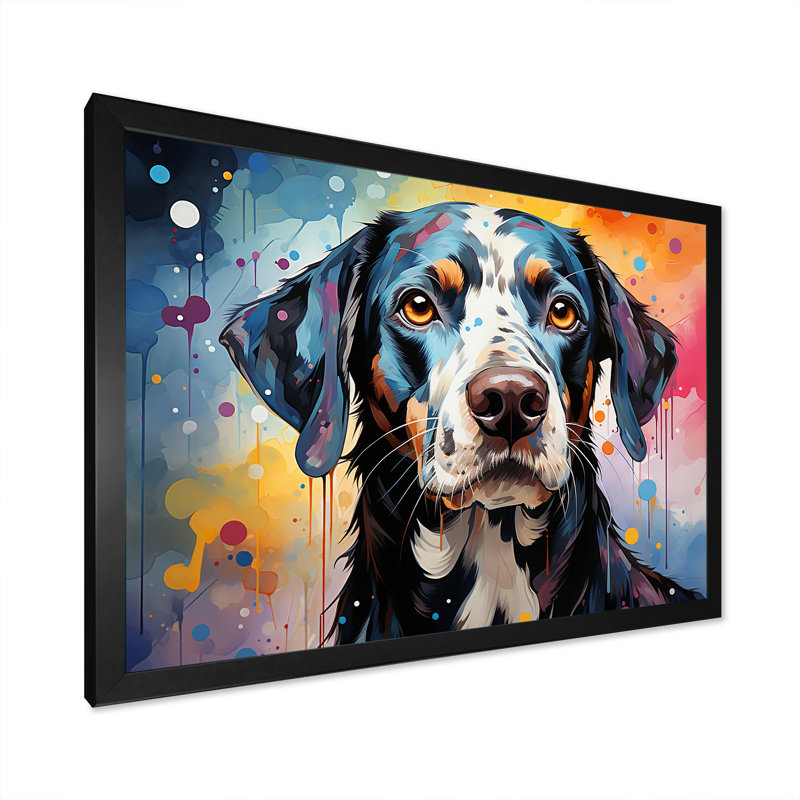 Dalmatian Dots I - reproduction sur toile, Cadre d'angle fermé noir, H 34 po x l 44 po x P 1,5 po