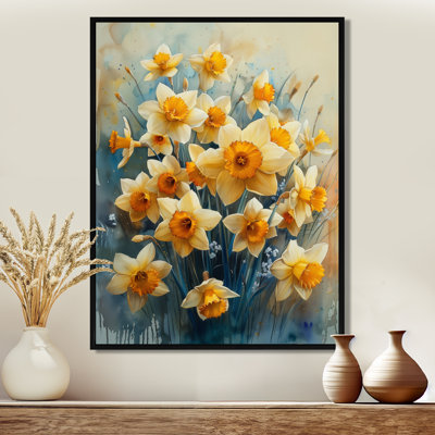 Bouquet de jonquilles en fleurs jaune et gris - jonquilles