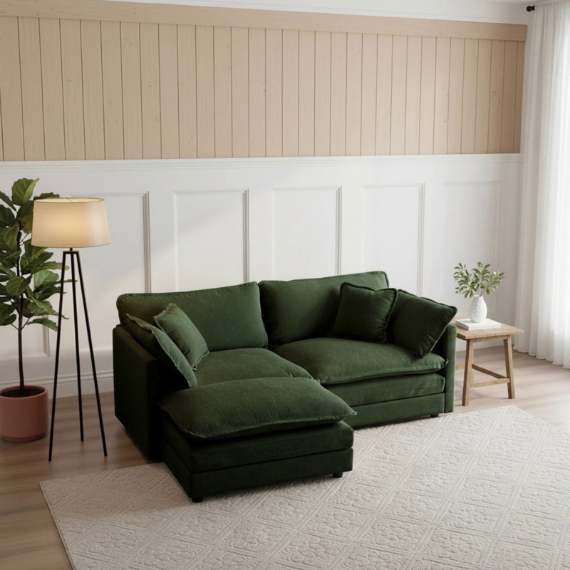 Canapé moderne en tissu pour causeuse pour le salon, canapé profond rembourré de grande taille avec coussins, chenille, Vert