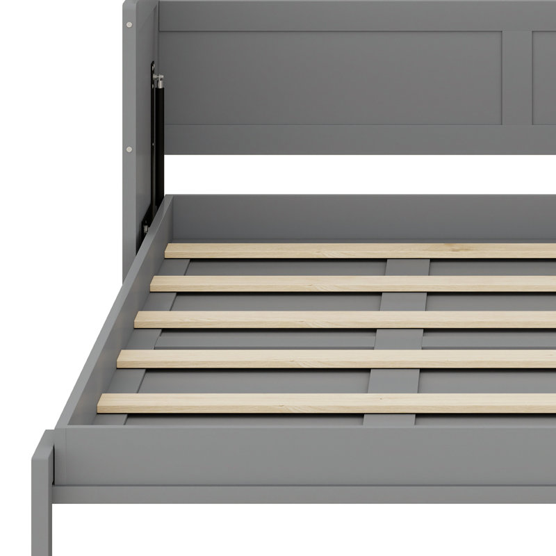 Lit escamotable avec bureau, lumières DEL et station de charge USB, Gris