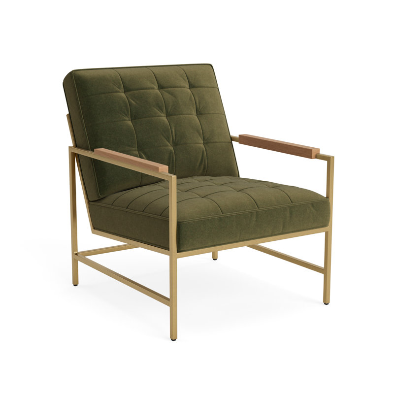 Major Arm Chair, Performance Velvet - Balsam, Brushed Brass, Natural