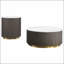 Ensemble de 2 tables basses et d'appoint rondes en marbre avec cadres en bois durable, parfait pour les espaces de vie élégants et fonctionnels.