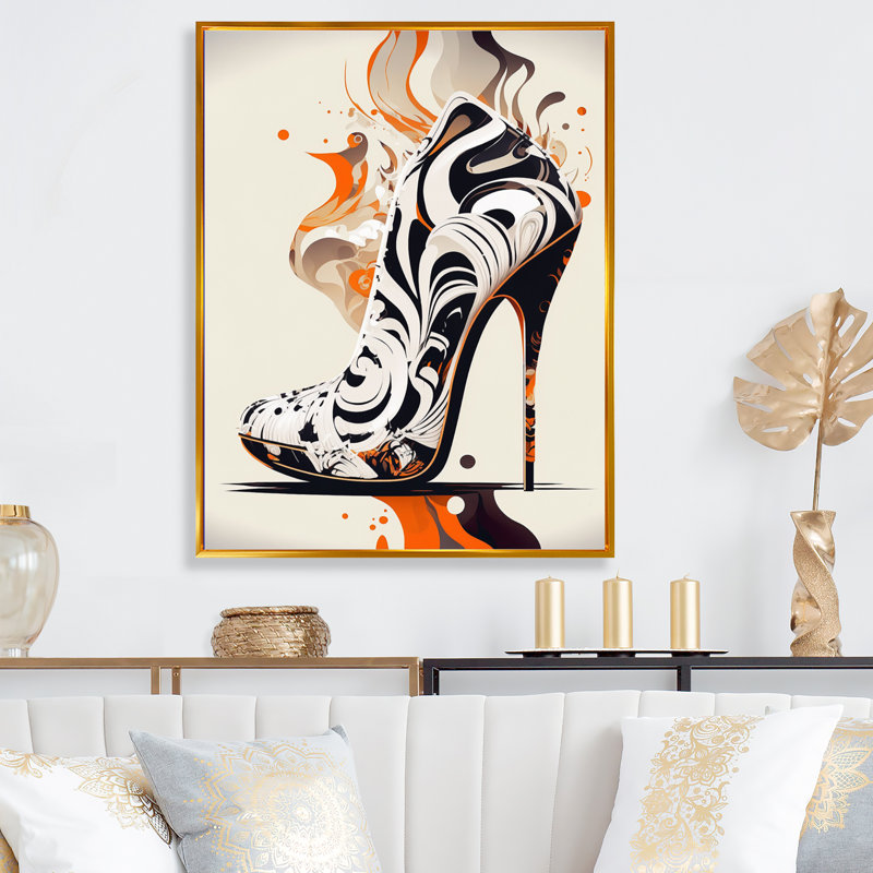 50S Deco Shoes - Impression sur toile, H 20 po x l 12 po x P 1 po, Cadre flottant doré