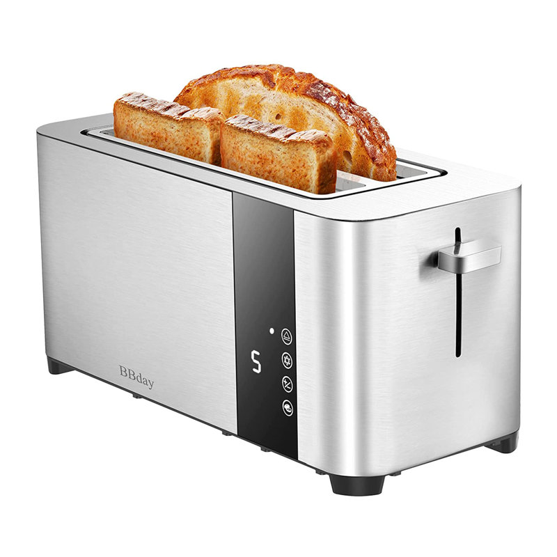 Bbday 4 Slice Long Slot Toaster, Silver