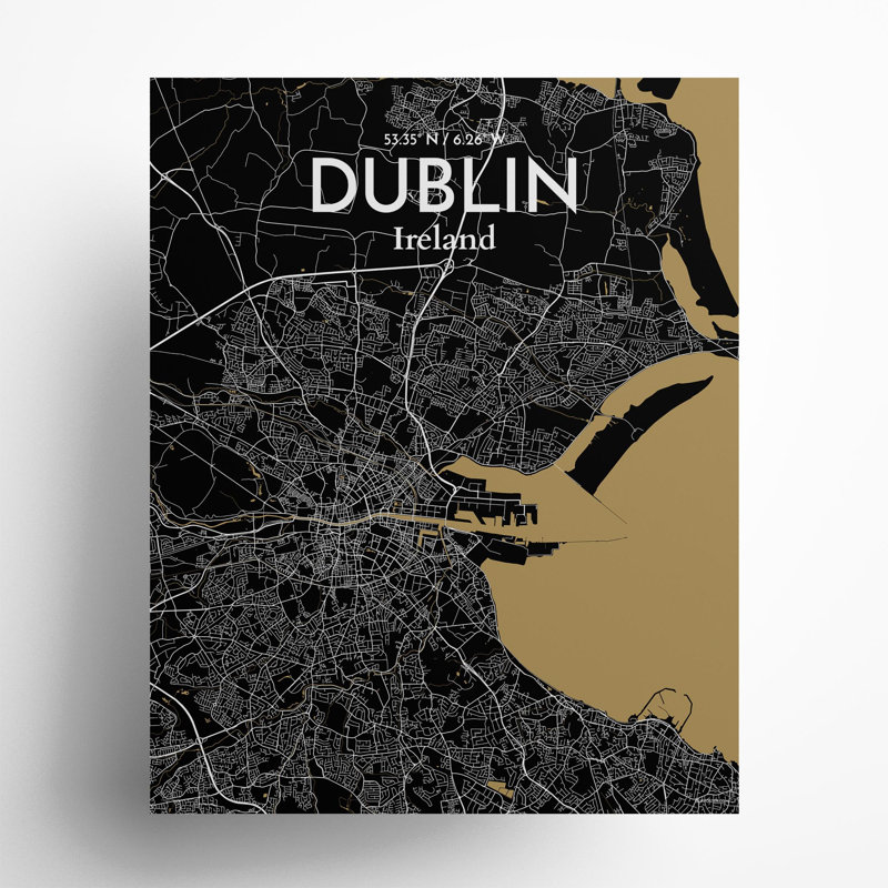 Dublin City Map In Luxe - No Frame Print, 20cm H x 16cm W x 0.05cm D