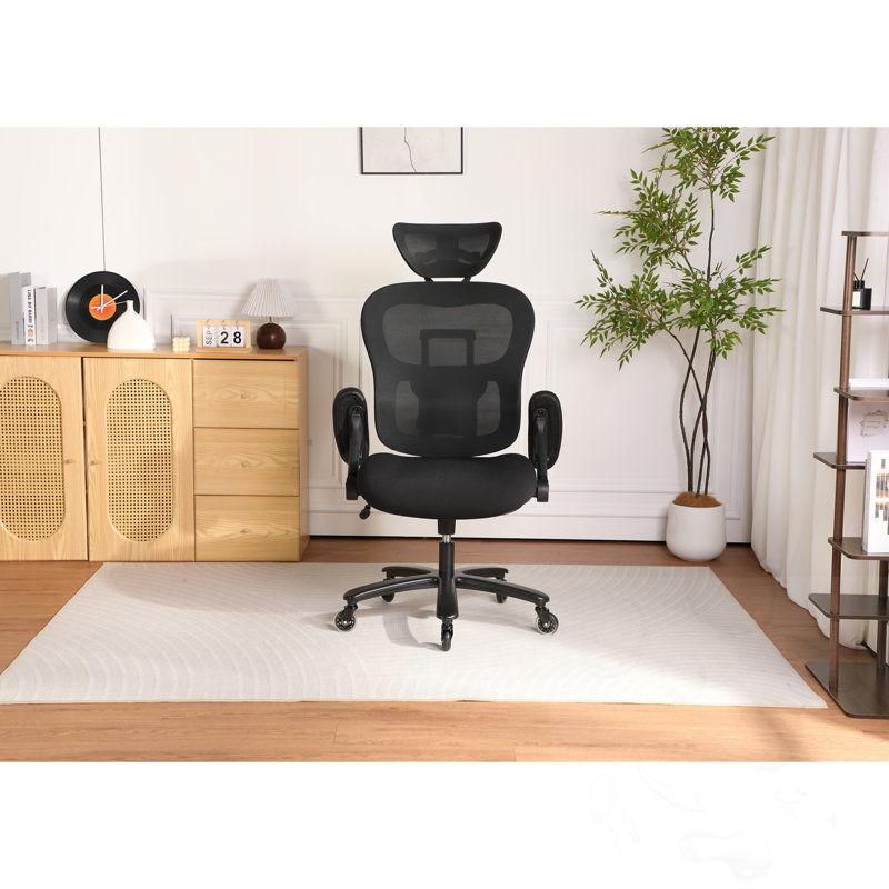 Chaise de bureau en filet avec hauteur de dossier réglable et angle d'appui-tête et support lombaire adaptatif