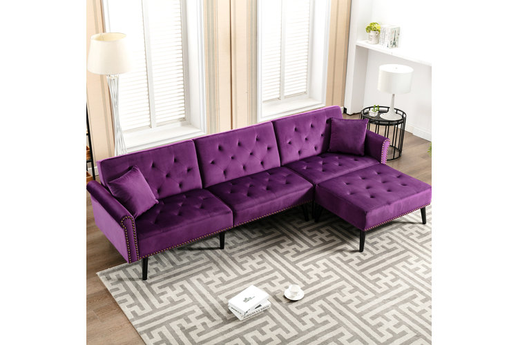 Scot 115" Wide Microfiber/Microsuede Reversible Modular Sofa & Chaise with Ottoman
