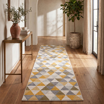 Tapis jaune à motif abstrait Ayo