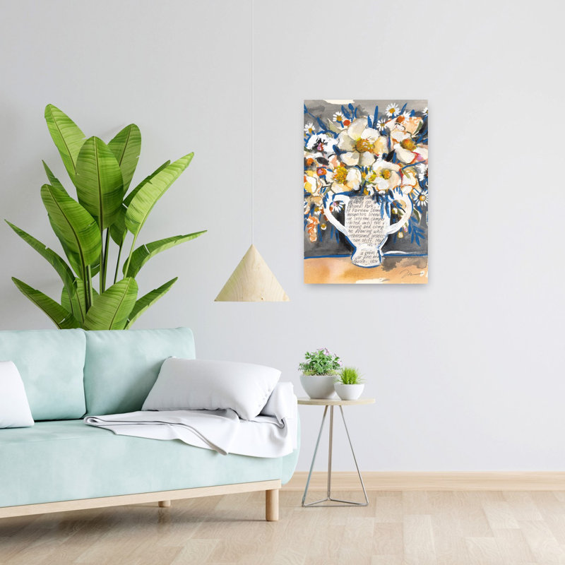 Une touche d'art abstrait bleu contemporain, H 24 po x l 16 po