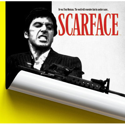  Officiellement sous licence Scarface - mitrailleuse - affiche d'art - 24 x 36 po - reproduction décorative - papier affiche - prête à encadrer