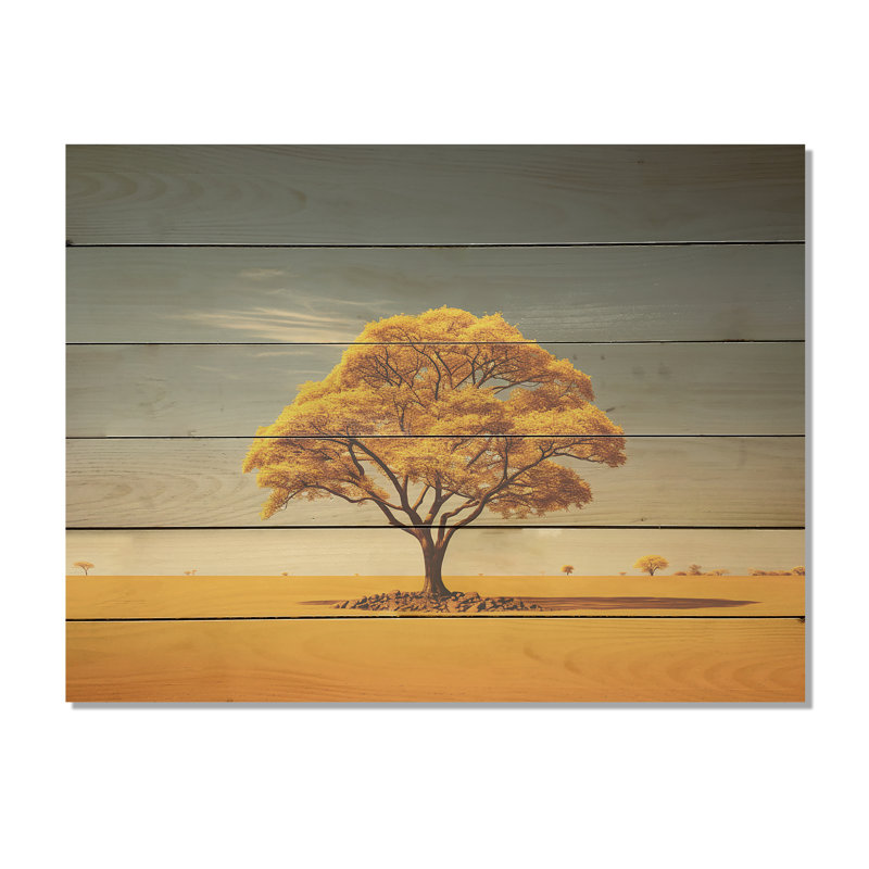 Arbre africain africain - Art africain sur bois de pin naturel, H 10 po x l 20 po