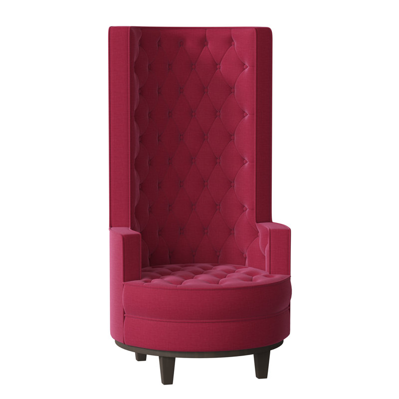 Norma Upholstered Wingback Chair, Tess Fuchsia, Espresso