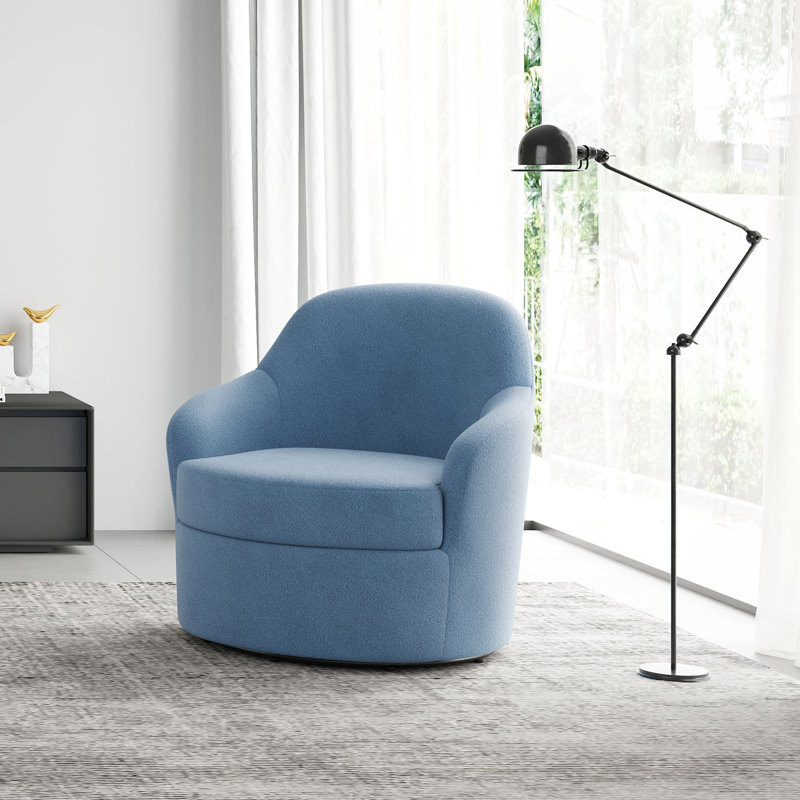 Mid Century Modern Upholstered Swivel Barrel Chair, Blue