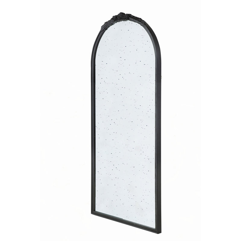 30" x 65"  Hand Carved Rose Antique Mirror Frame, Black