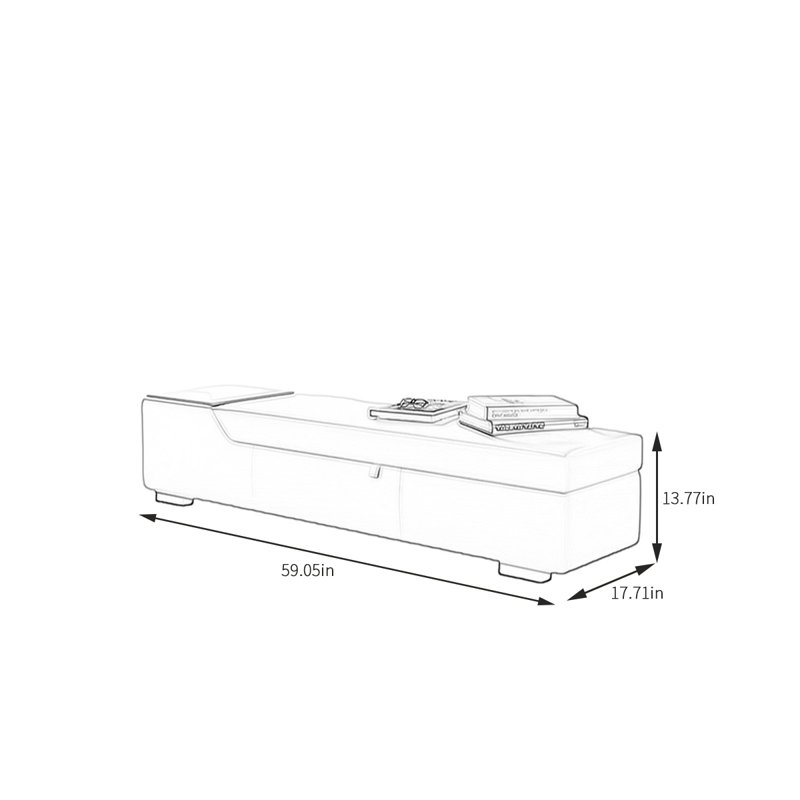 Sharoll Leather Match Upholstered Bench, Cream, 13.77" H x 59.05" W x 17.71" D