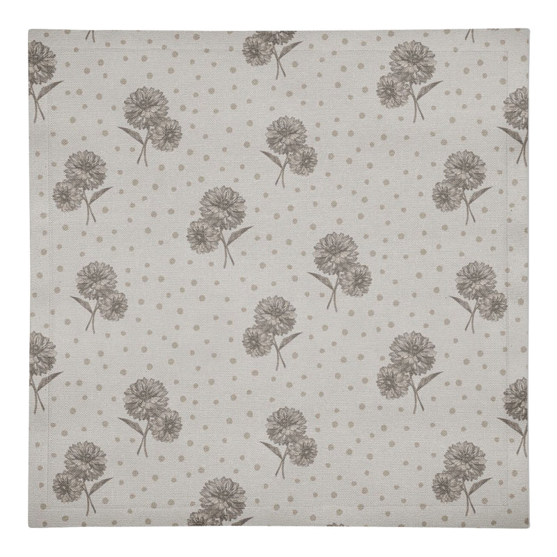 Polka Dotted Floral Rectangular Napkin, Gray