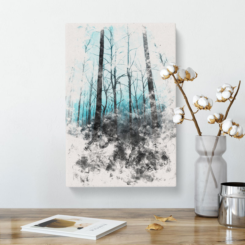 Misty Forest Abstract - Wrapped Canvas Painting, 91cm H x 60cm W x 3cm D
