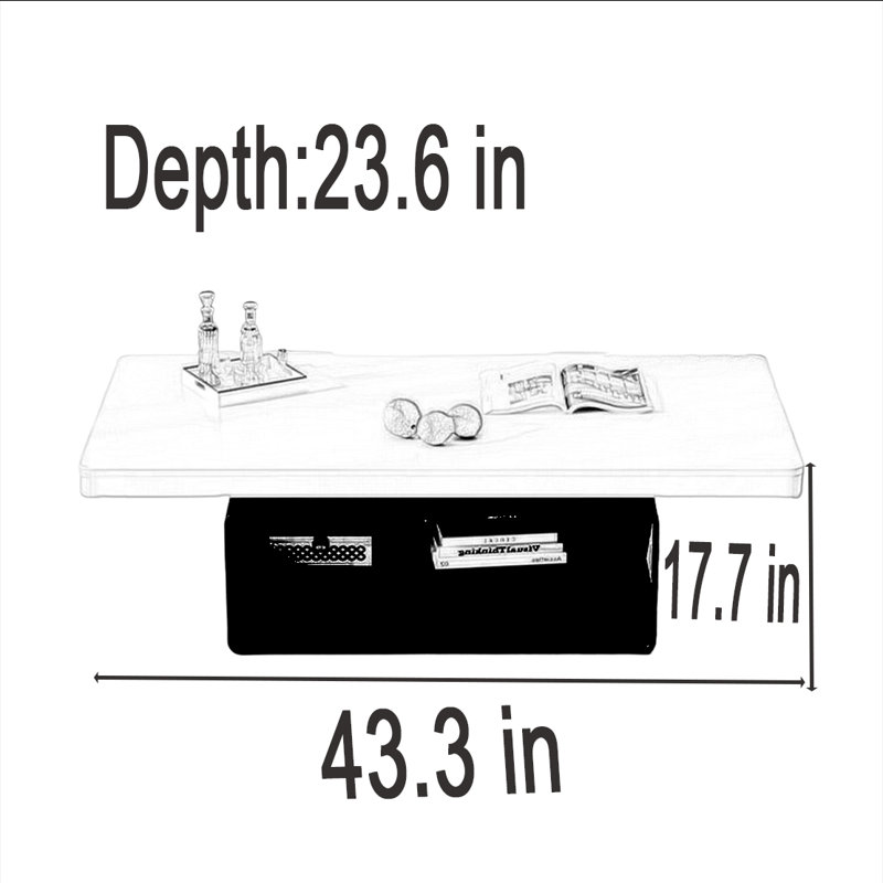 Table basse crème Luxury Rockboard, H 17,7 po x L 43,3 po x l 23,6 po, Blanc, Noir