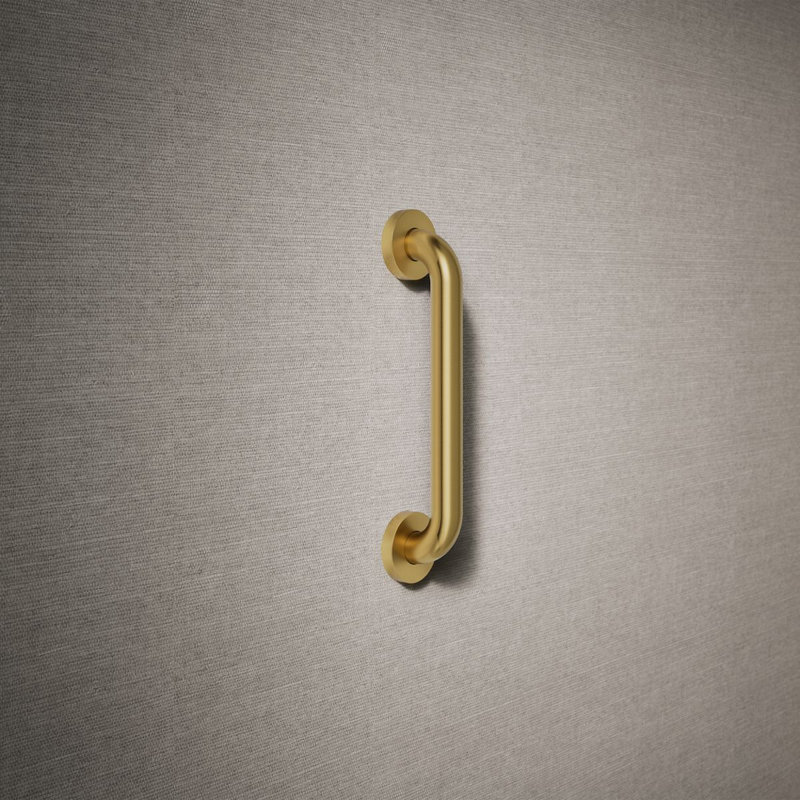 Contemporary Grab Bar, 12"W, Vibrant Brushed Moderne Brass