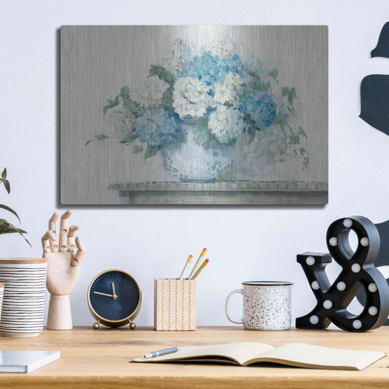 «Blue Hydrangea Cottage Crop» par Carol Rowan, H 12 po x l 16 po