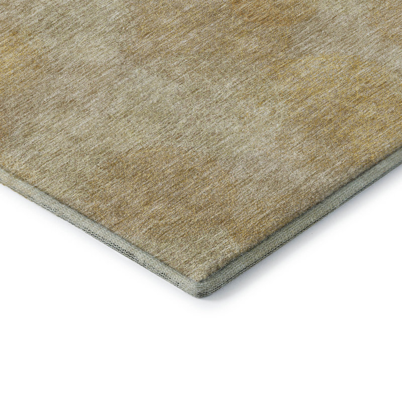 Premium Machine Washable Prisco Gold Rug, Rectangle 9' x 12'