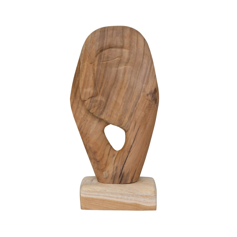 Hand Carved Teakwood Face Sculpture
