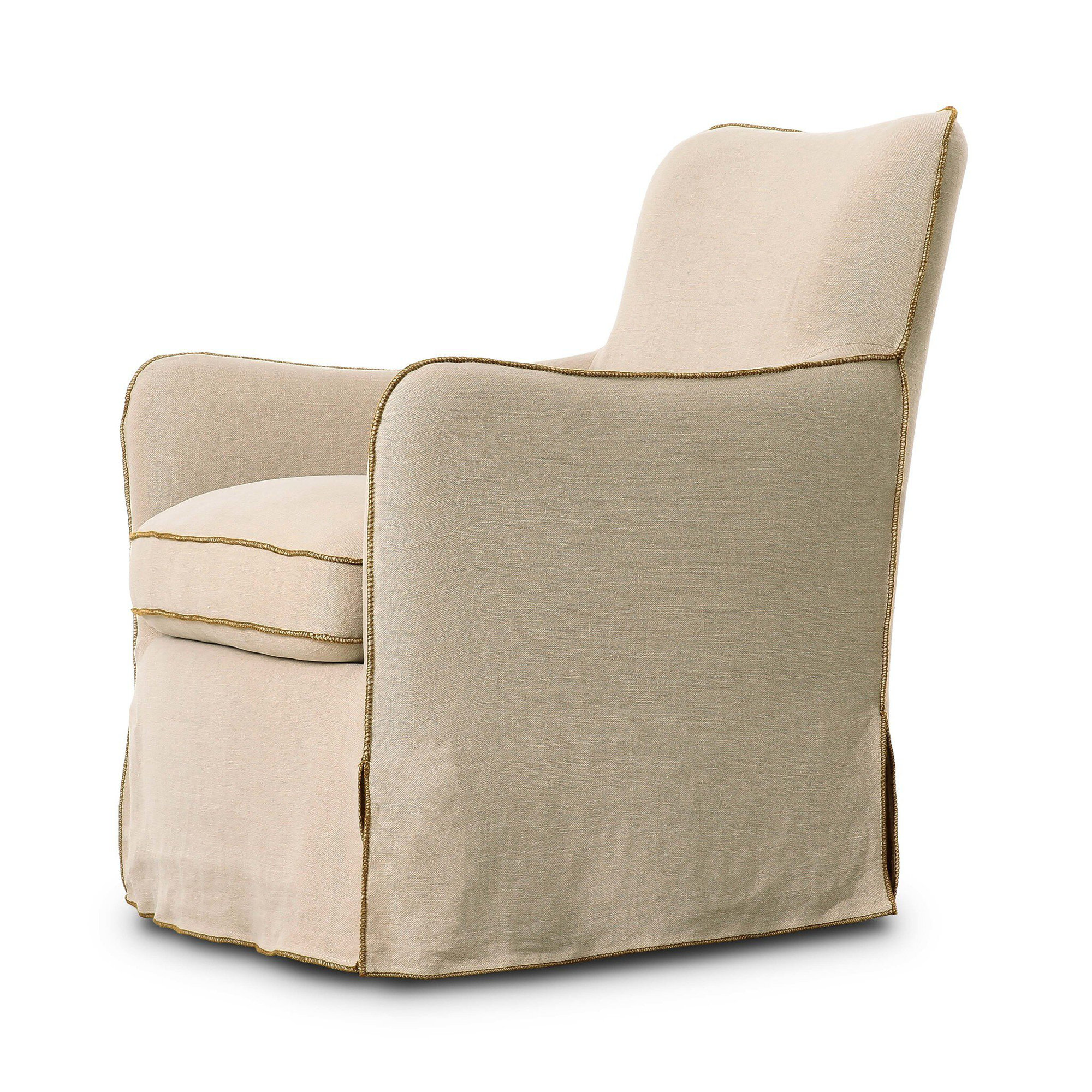 Devon Slipcover Swivel Chair-Broadway Dune, Broadway Dune