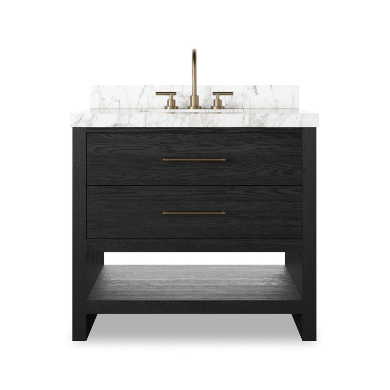 Anthem Single Vanity-Carrara Marble, Black